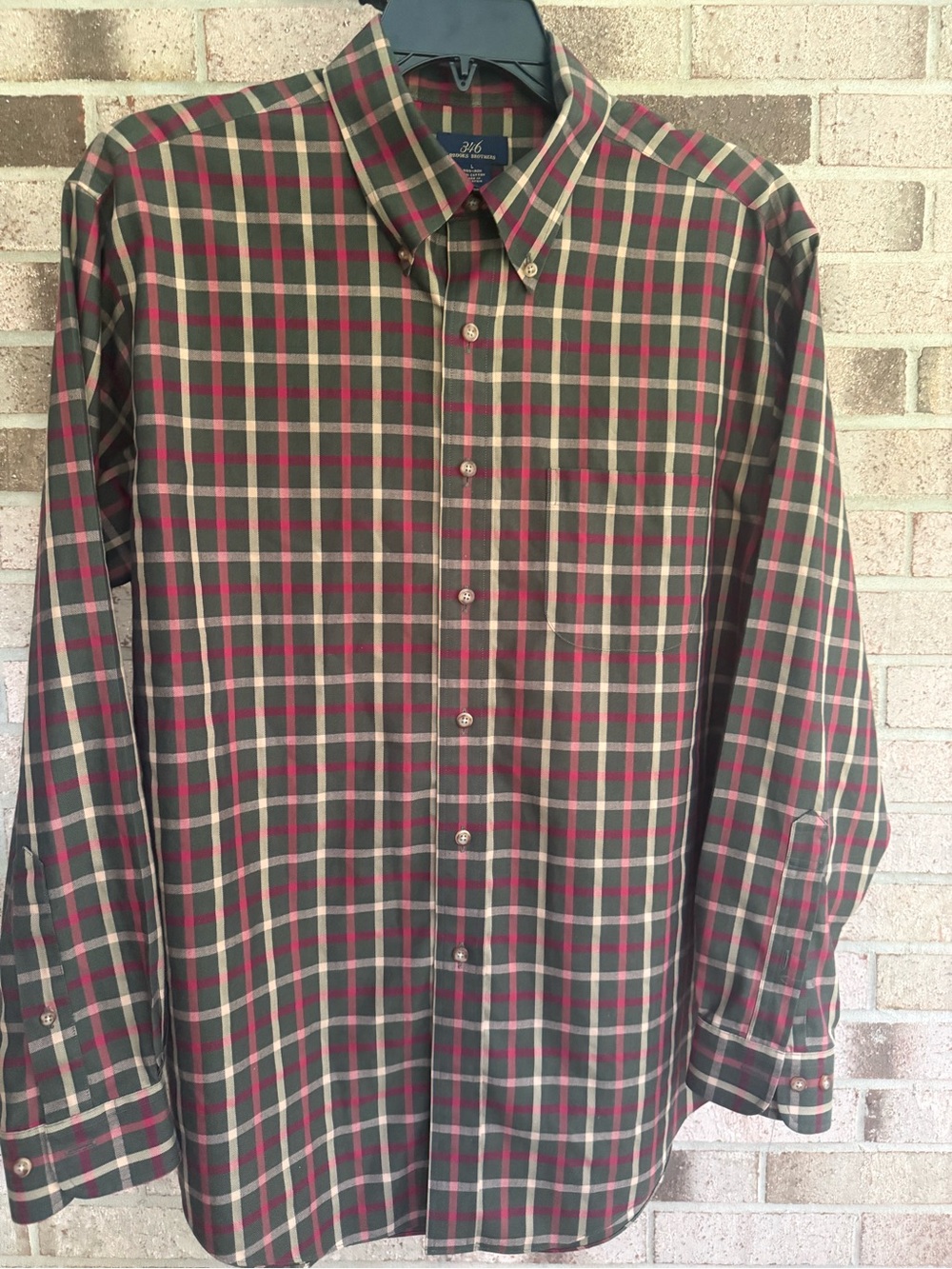 346 Brooks Brothers Brand Men's Green Plaid Button-Down Shirt